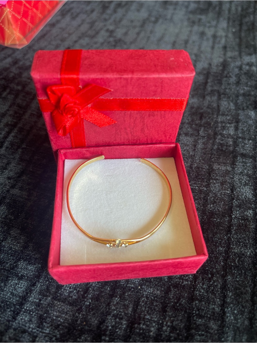 Kids Gold 10k Open Bangle Bracelet with Crystal Accent 5”